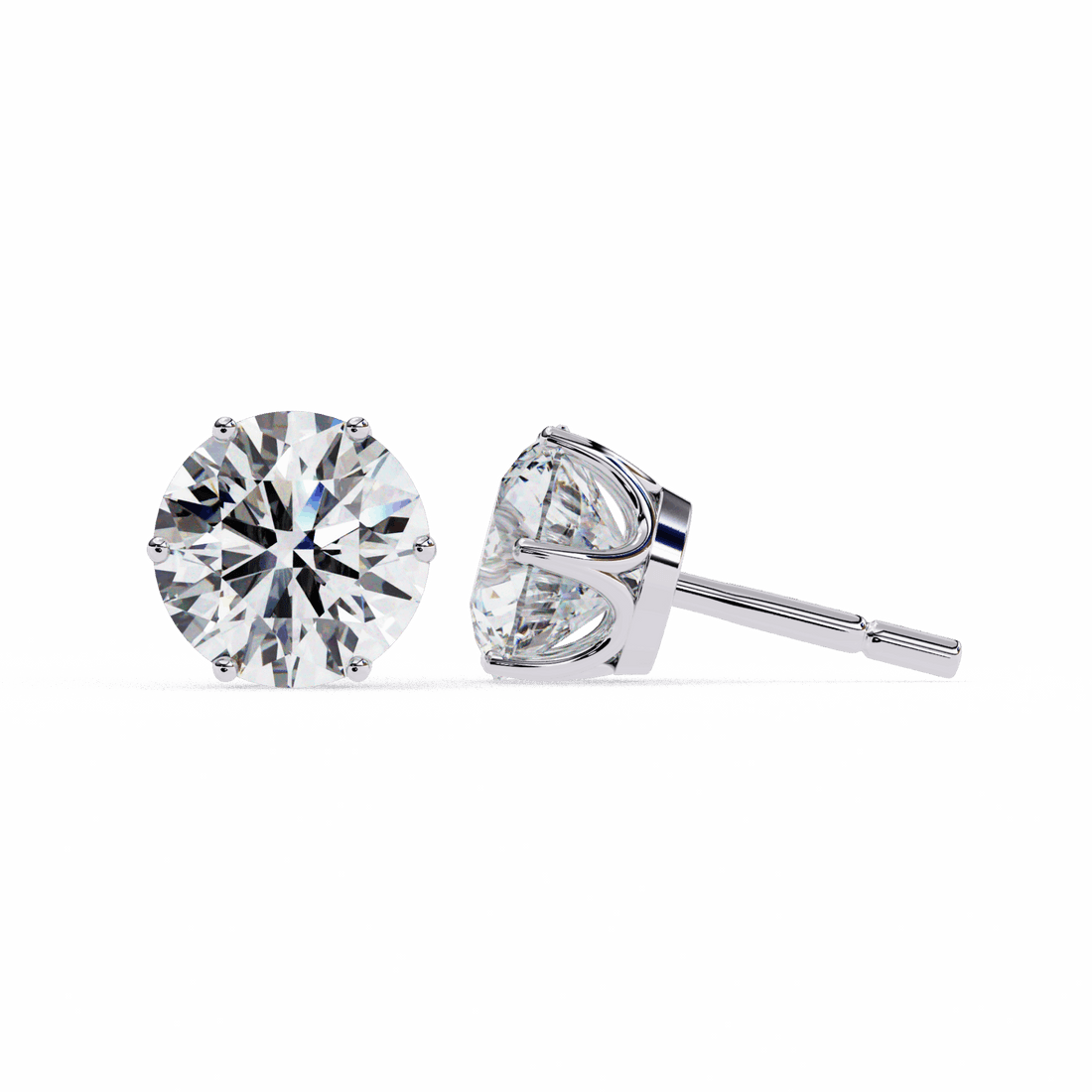 2.5 Carat Classic Round Solitaire Earrings in Moissanite | House of Estara