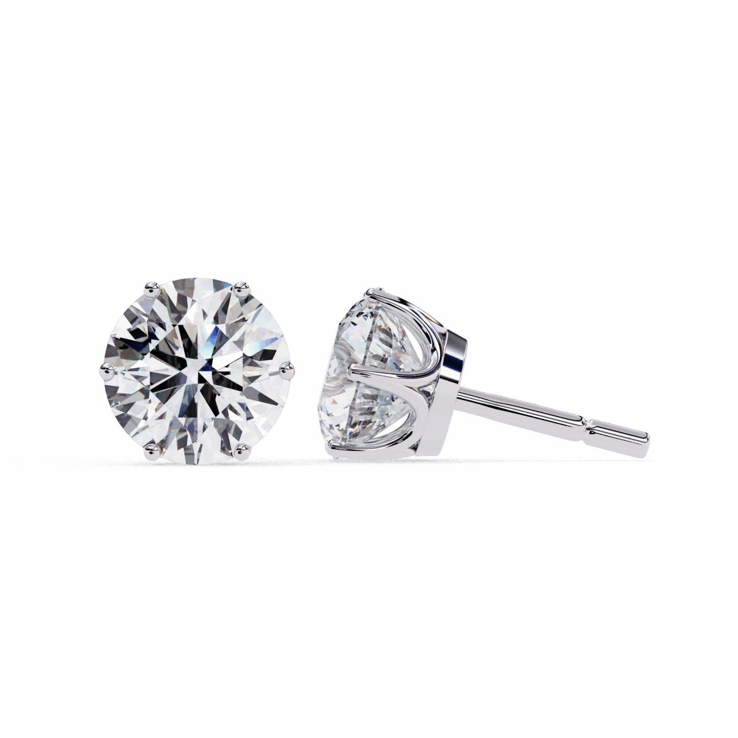 2.5 Carat Classic Round Solitaire Earrings in Moissanite | House of Estara