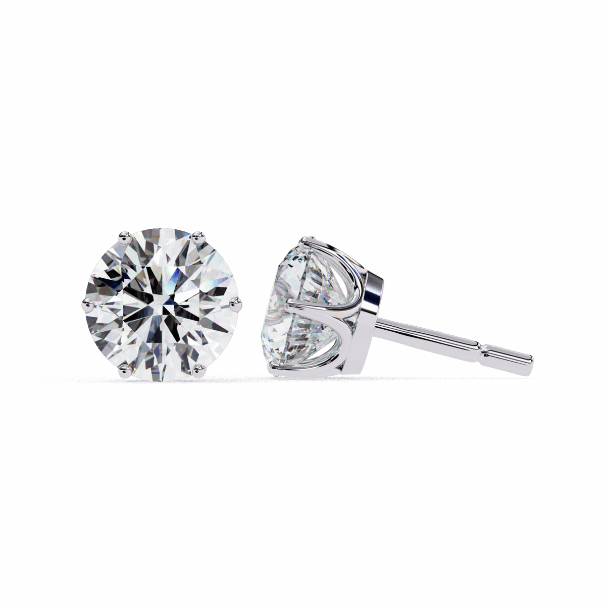 2.5 Carat Classic Round Solitaire Earrings in Moissanite | House of Estara