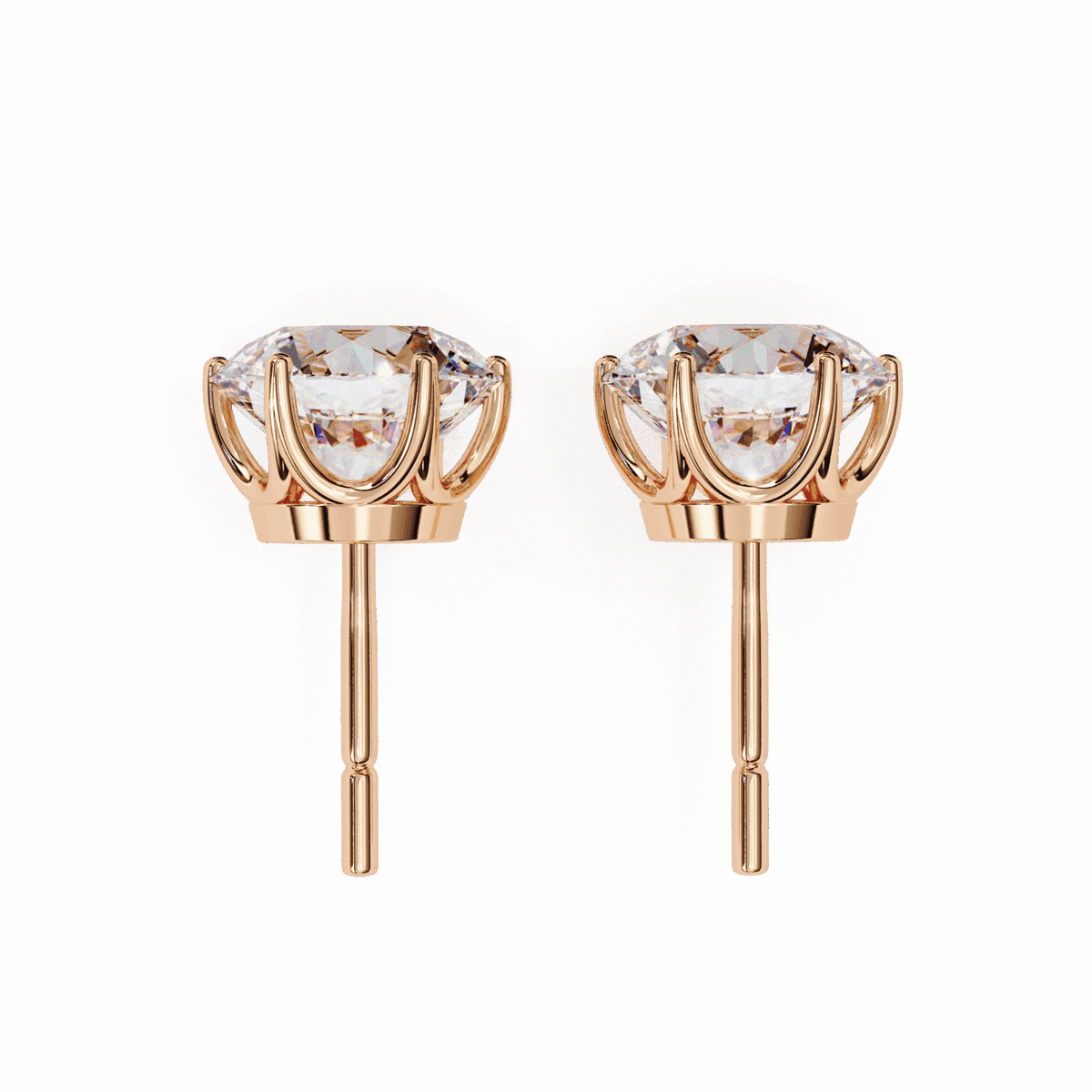 2.5 Carat Classic Round Solitaire Earrings in Moissanite | House of Estara
