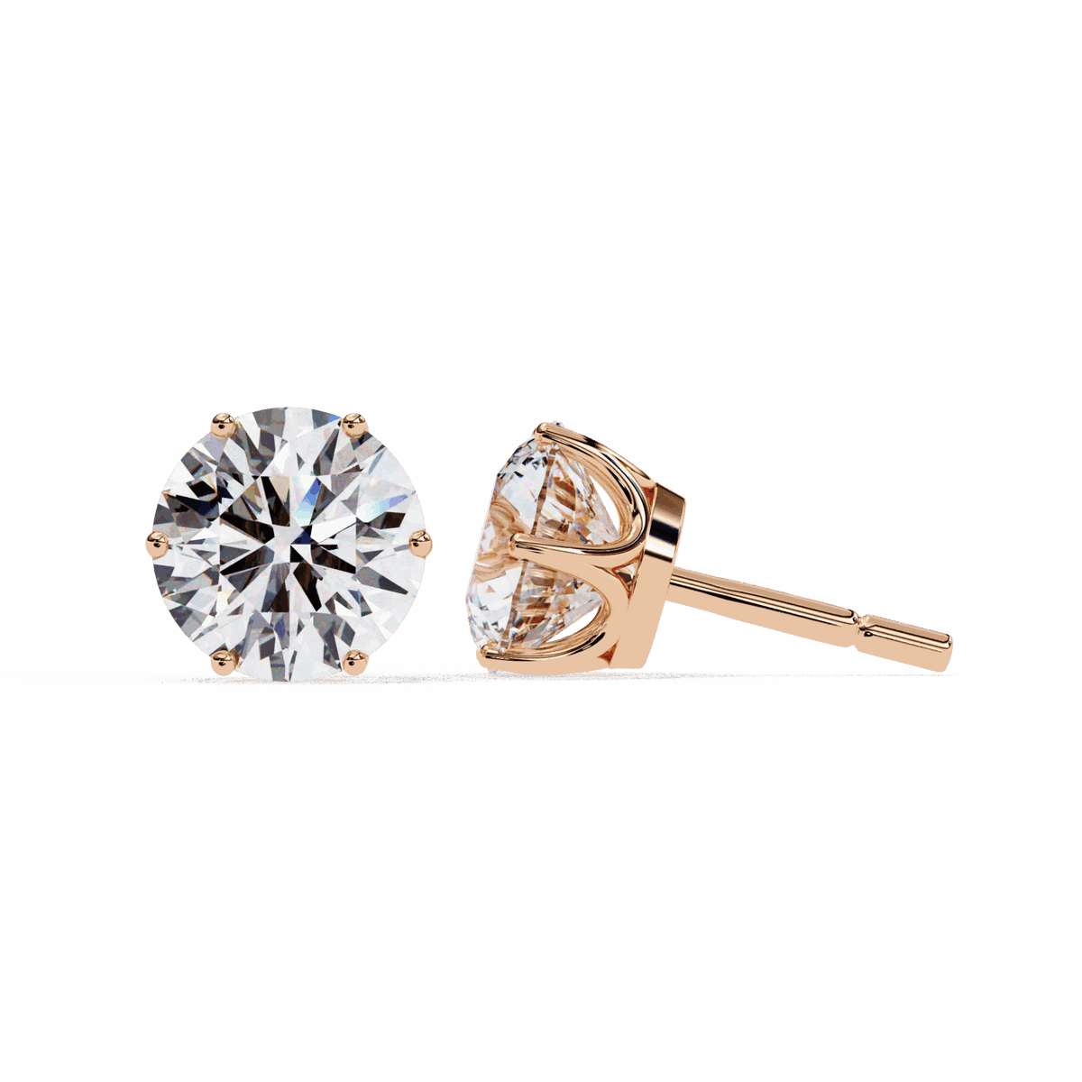 2.5 Carat Classic Round Solitaire Earrings in Moissanite | House of Estara