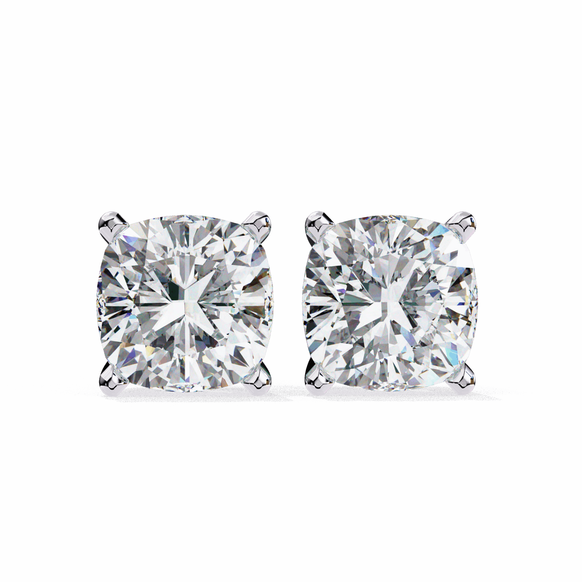 2.25 Carat Cushion Solitaire Earrings in Moissanite | House of Estara