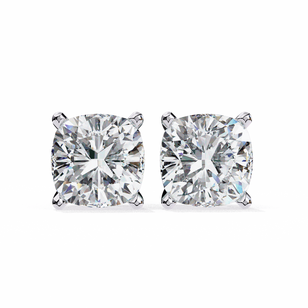 2.25 Carat Cushion Solitaire Earrings in Moissanite | House of Estara