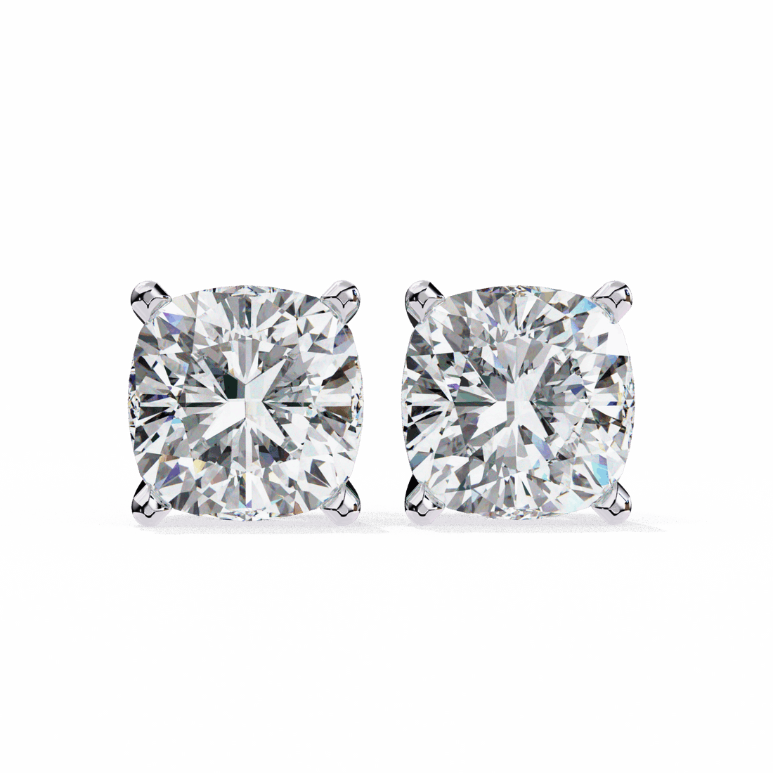 2.25 Carat Cushion Solitaire Earrings in Moissanite | House of Estara
