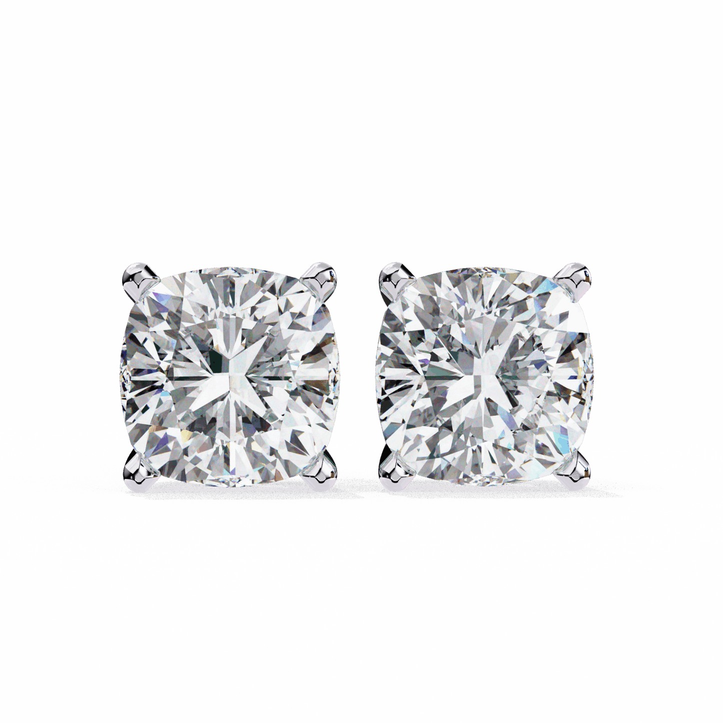 2.25 Carat Cushion Solitaire Earrings in Moissanite | House of Estara