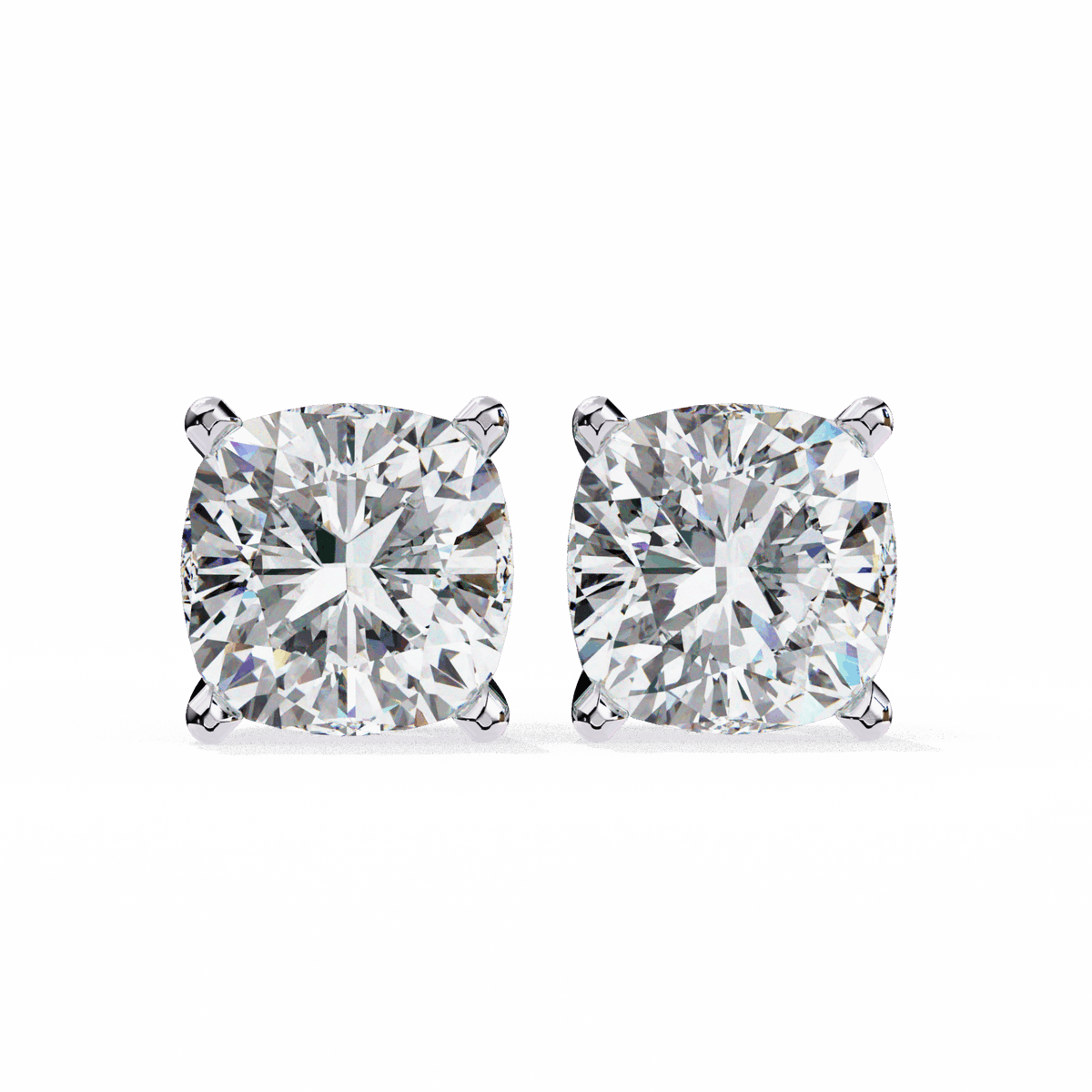 2.25 Carat Cushion Solitaire Earrings in Moissanite | House of Estara