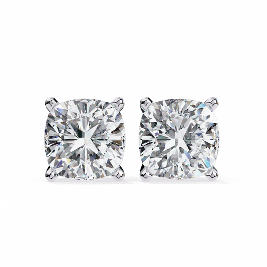 2.25 Carat Cushion Solitaire Earrings in Moissanite | House of Estara