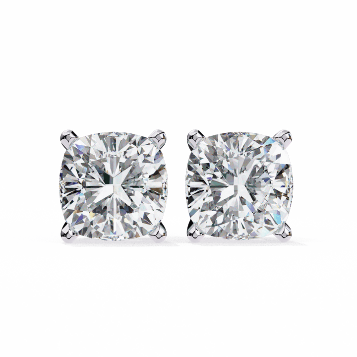 2.25 Carat Cushion Solitaire Earrings in Moissanite | House of Estara