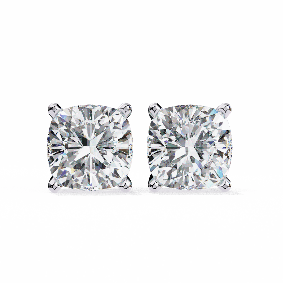 Cushion Cut Solitaire Stud Earrings