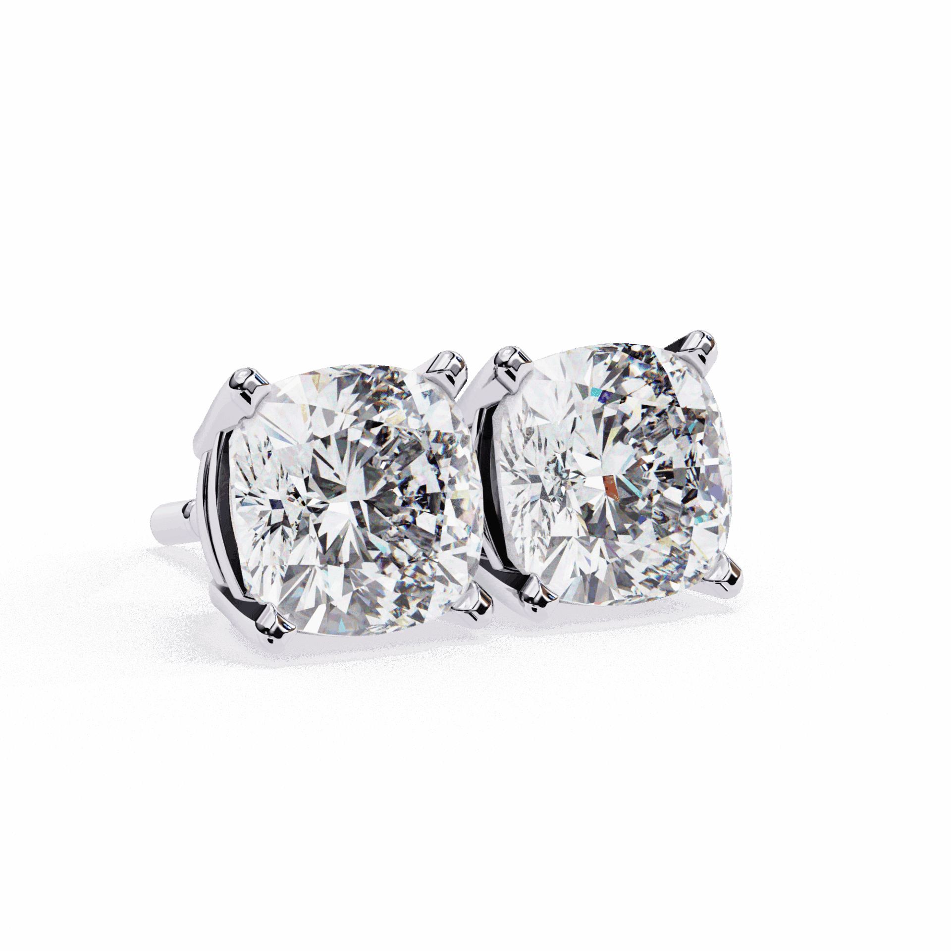 2.25 Carat Cushion Solitaire Earrings in Moissanite | House of Estara