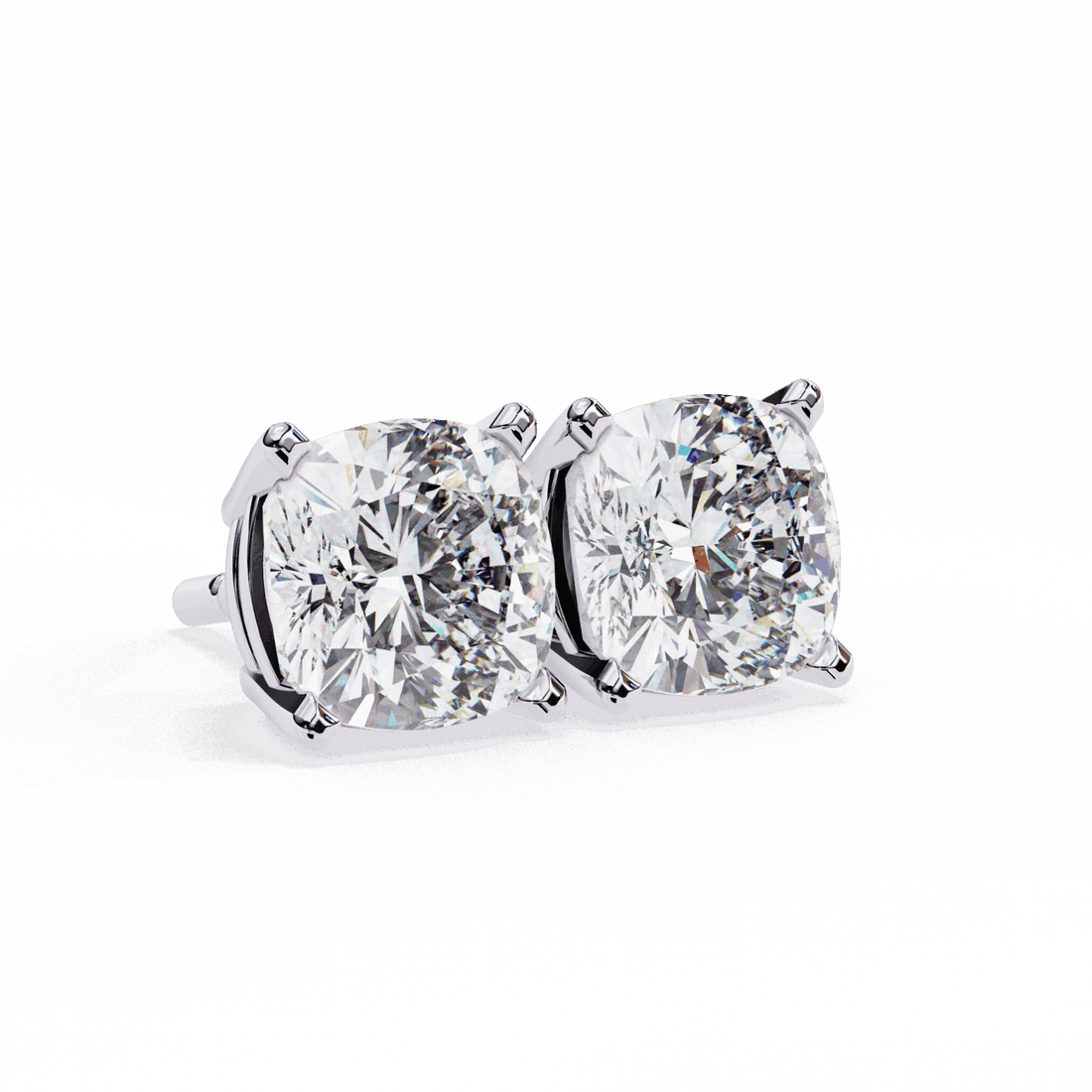 2.25 Carat Cushion Solitaire Earrings in Moissanite | House of Estara
