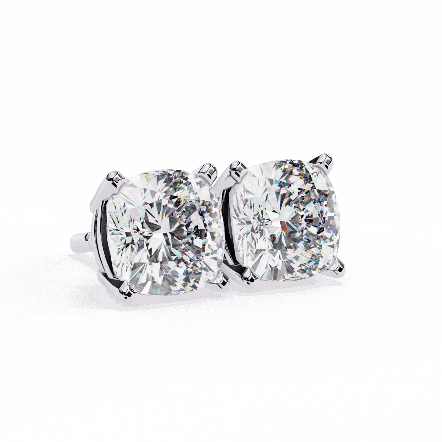 2.25 Carat Cushion Solitaire Earrings in Moissanite | House of Estara