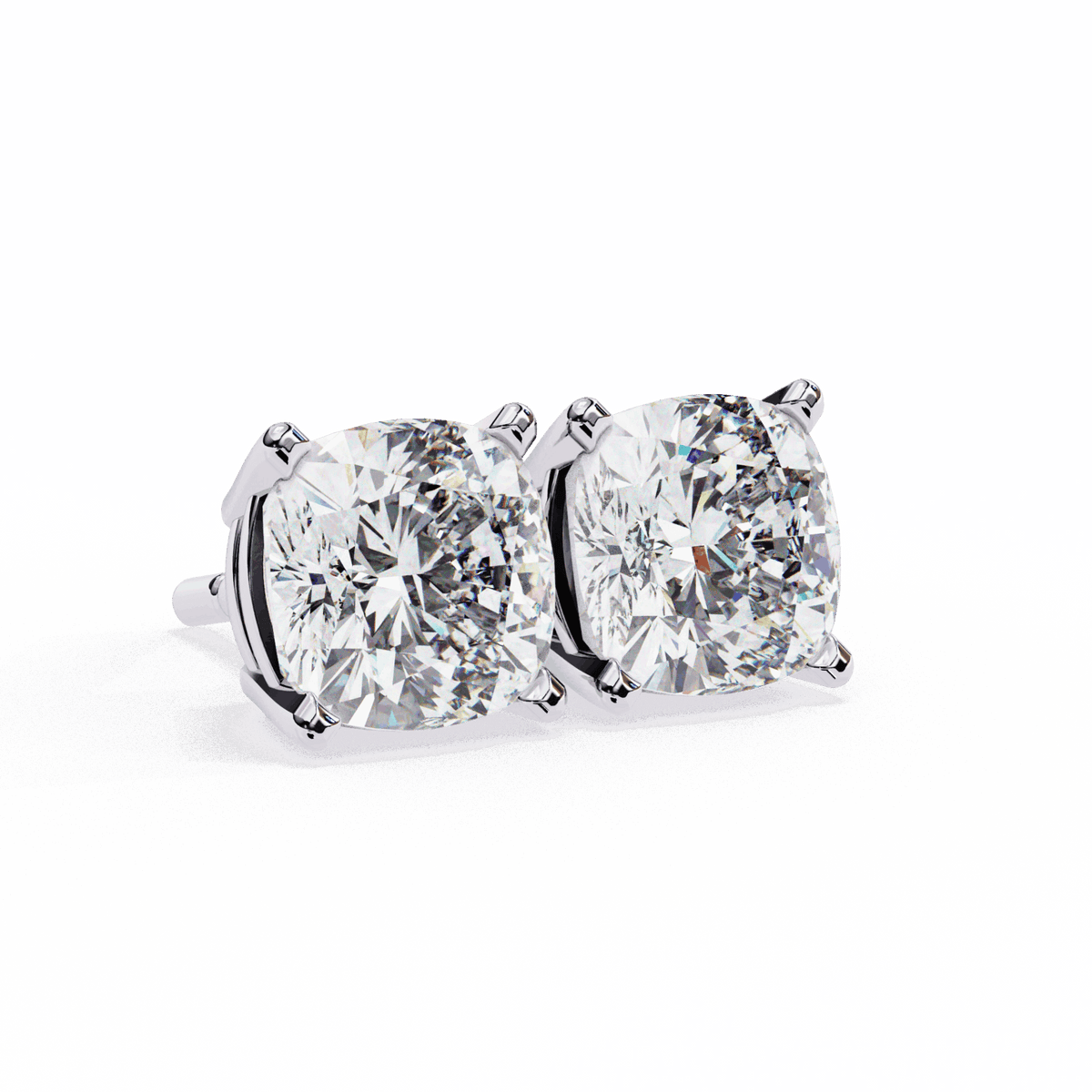 2.25 Carat Cushion Solitaire Earrings in Moissanite | House of Estara