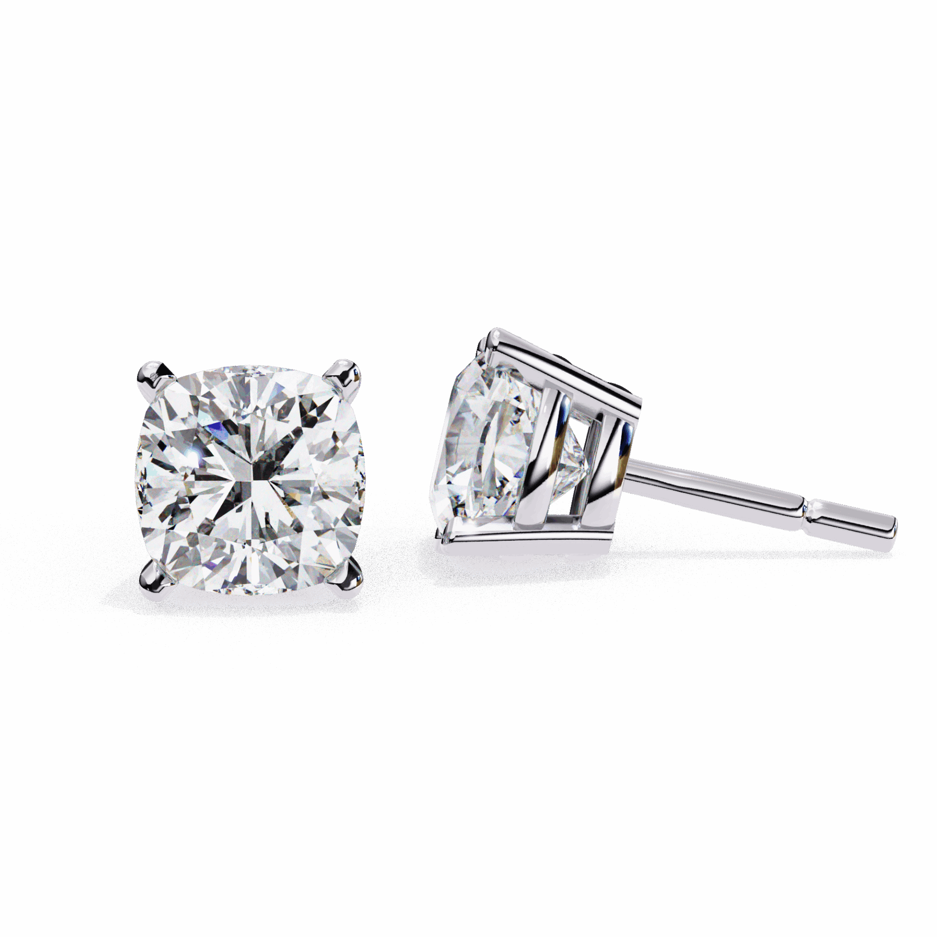 2.25 Carat Cushion Solitaire Earrings in Moissanite | House of Estara