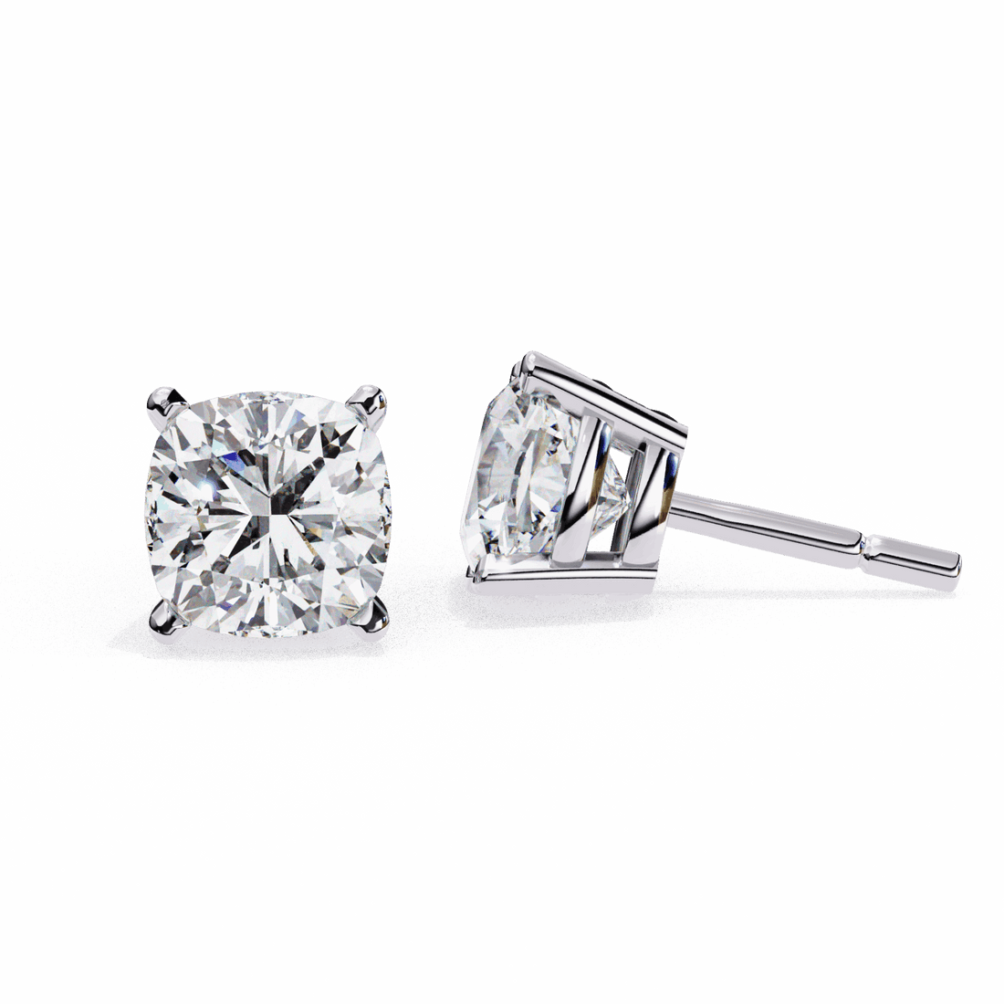 2.25 Carat Cushion Solitaire Earrings in Moissanite | House of Estara