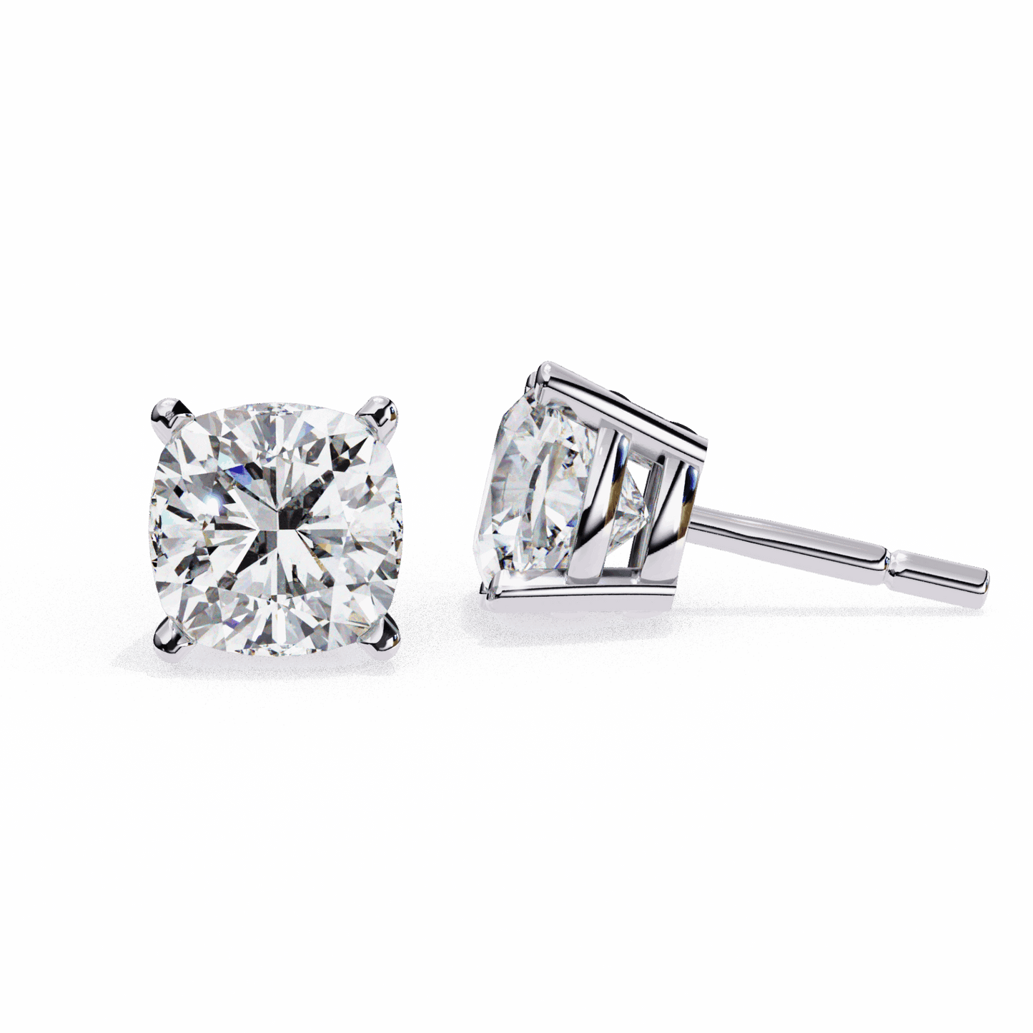 2.25 Carat Cushion Solitaire Earrings in Moissanite | House of Estara