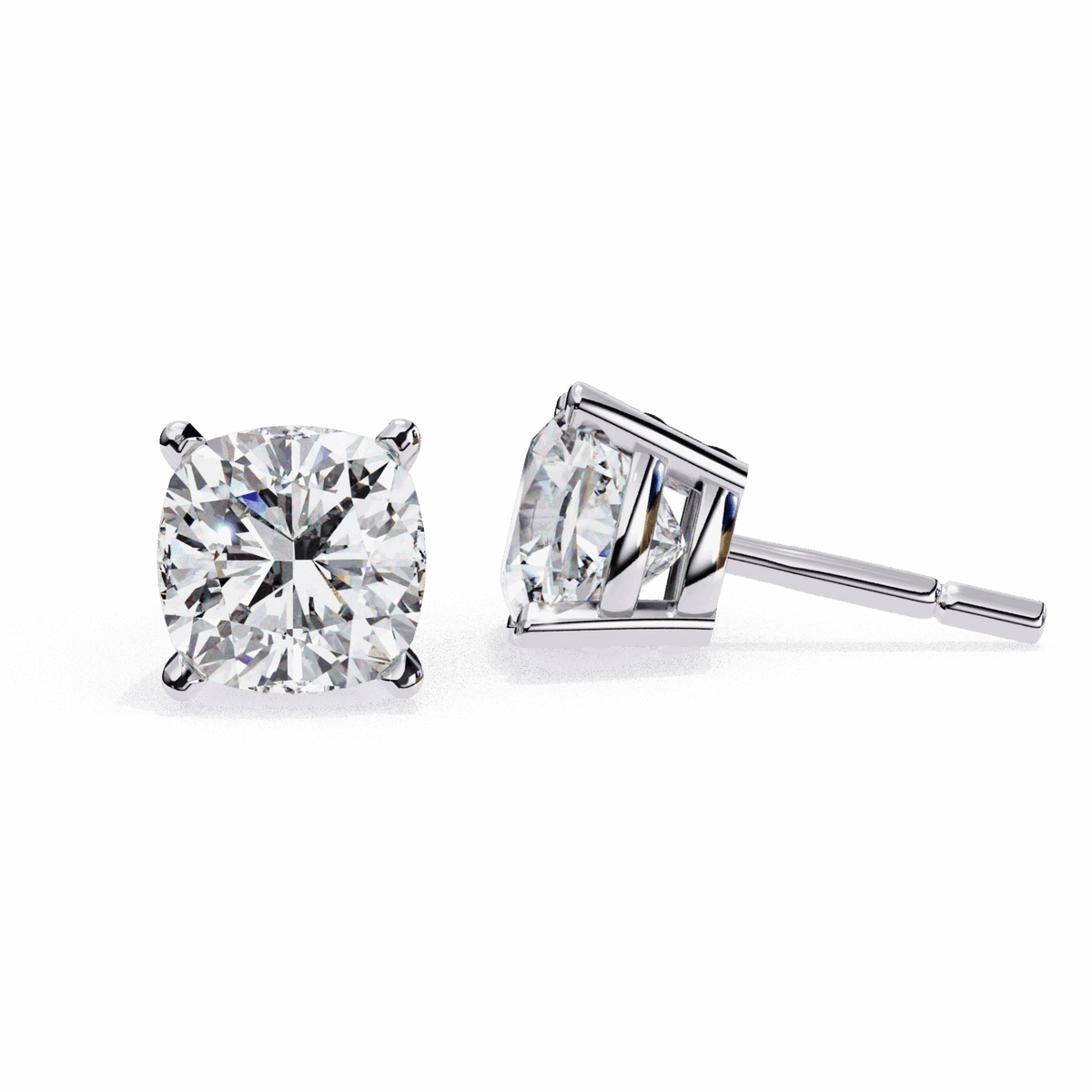 2.25 Carat Cushion Solitaire Earrings in Moissanite | House of Estara