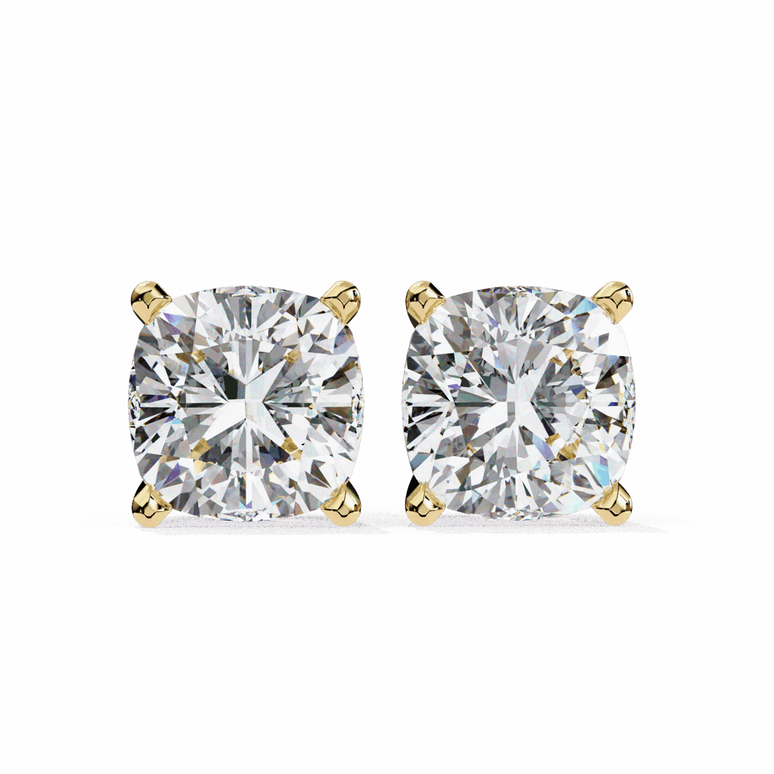 2.25 Carat Cushion Solitaire Earrings in Moissanite | House of Estara
