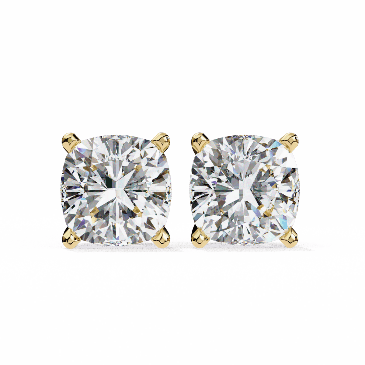 2.25 Carat Cushion Solitaire Earrings in Moissanite | House of Estara