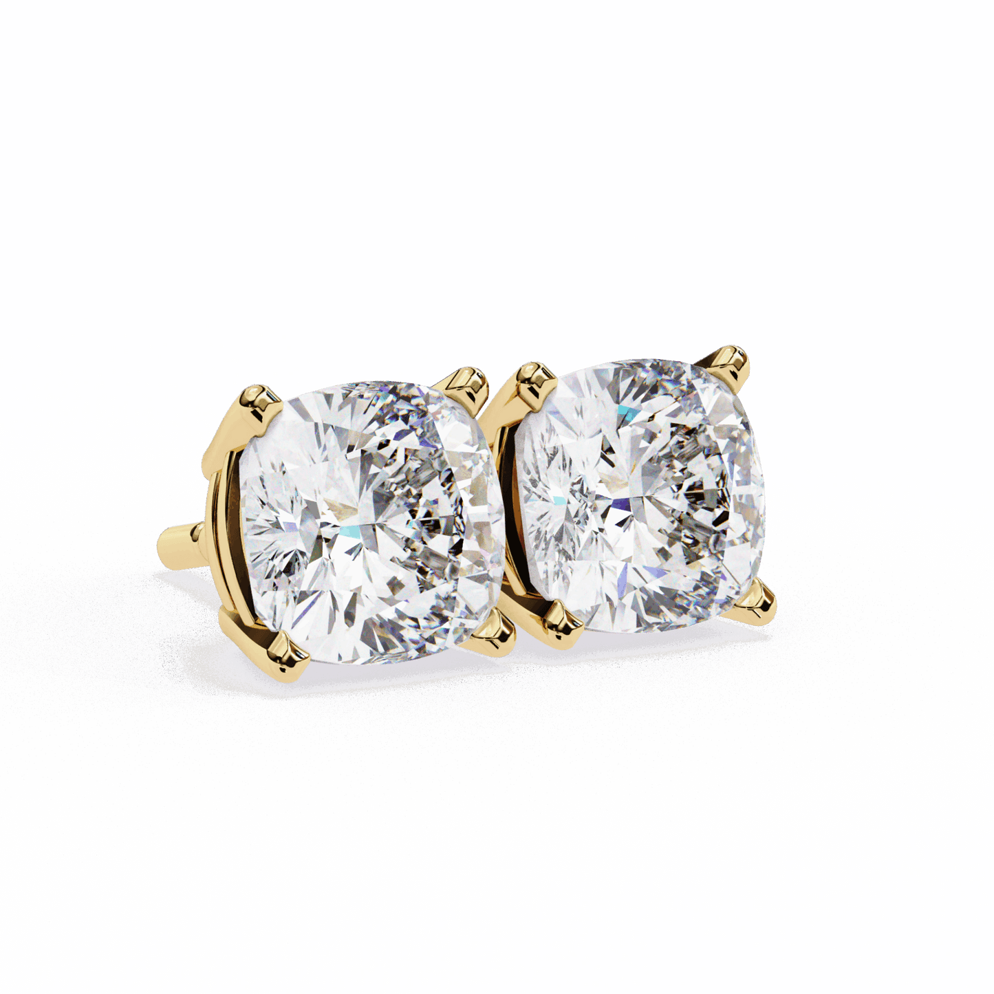 2.25 Carat Cushion Solitaire Earrings in Moissanite | House of Estara