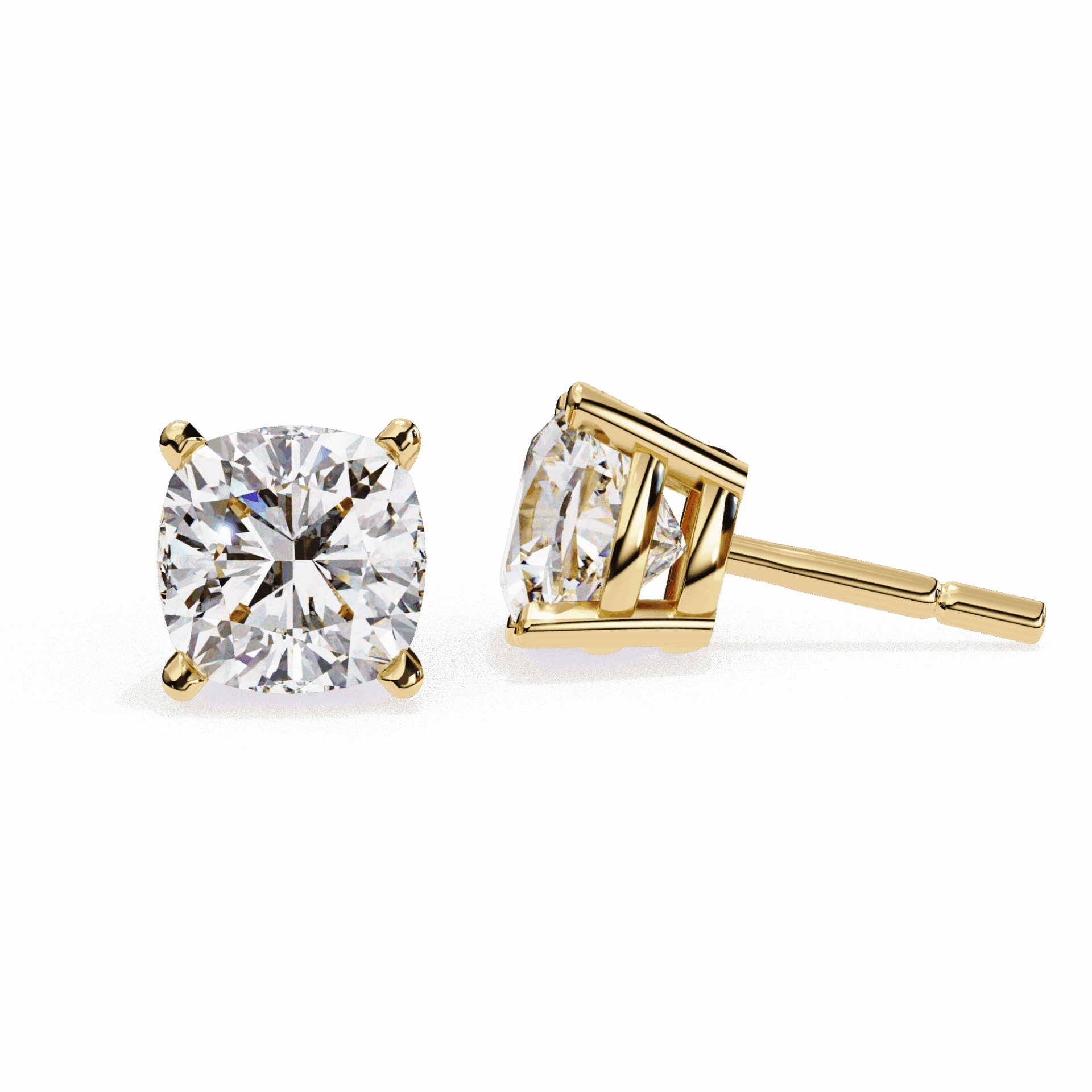 2.25 Carat Cushion Solitaire Earrings in Moissanite | House of Estara