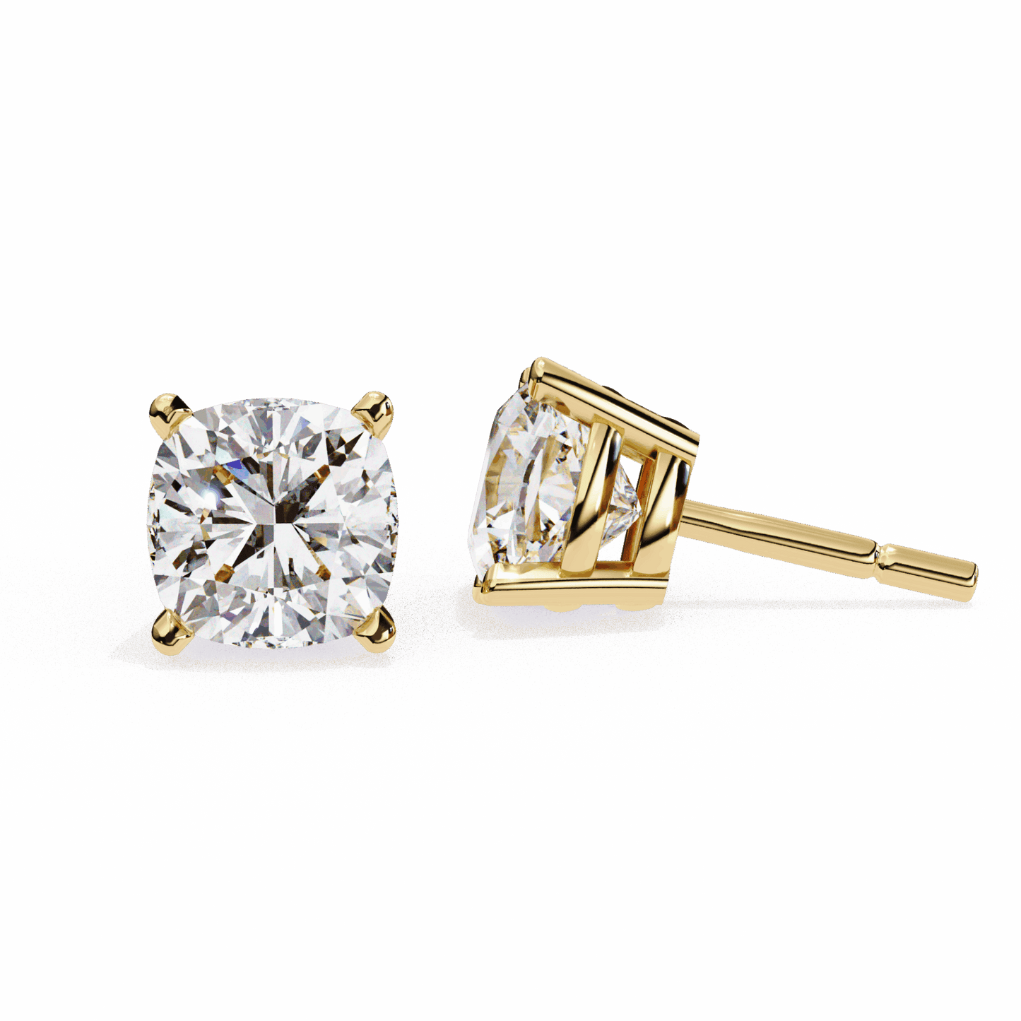 2.25 Carat Cushion Solitaire Earrings in Moissanite | House of Estara