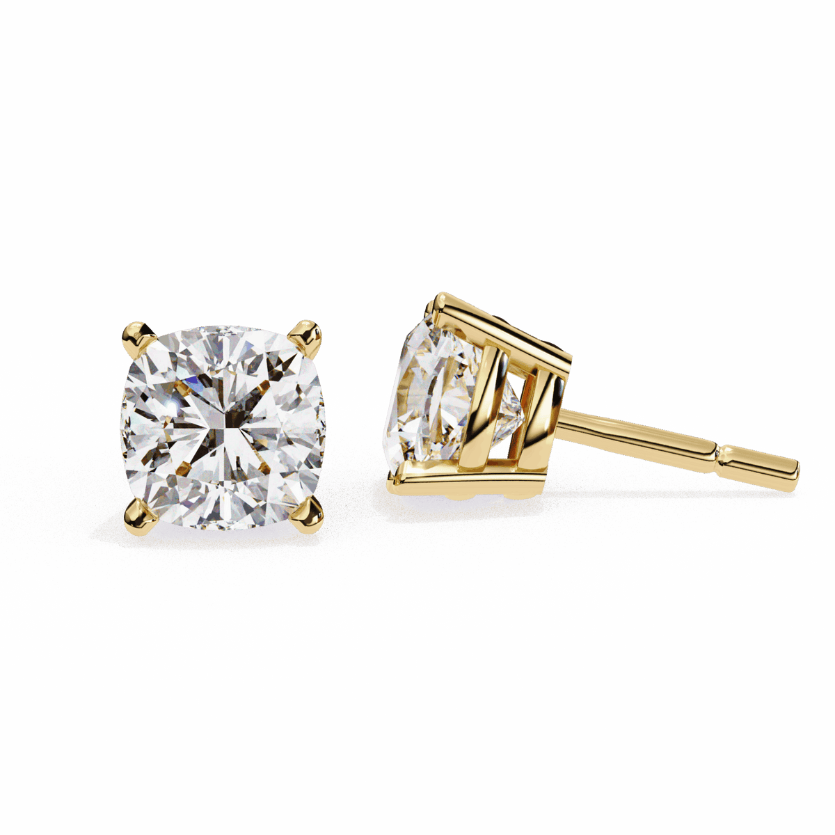 2.25 Carat Cushion Solitaire Earrings in Moissanite | House of Estara