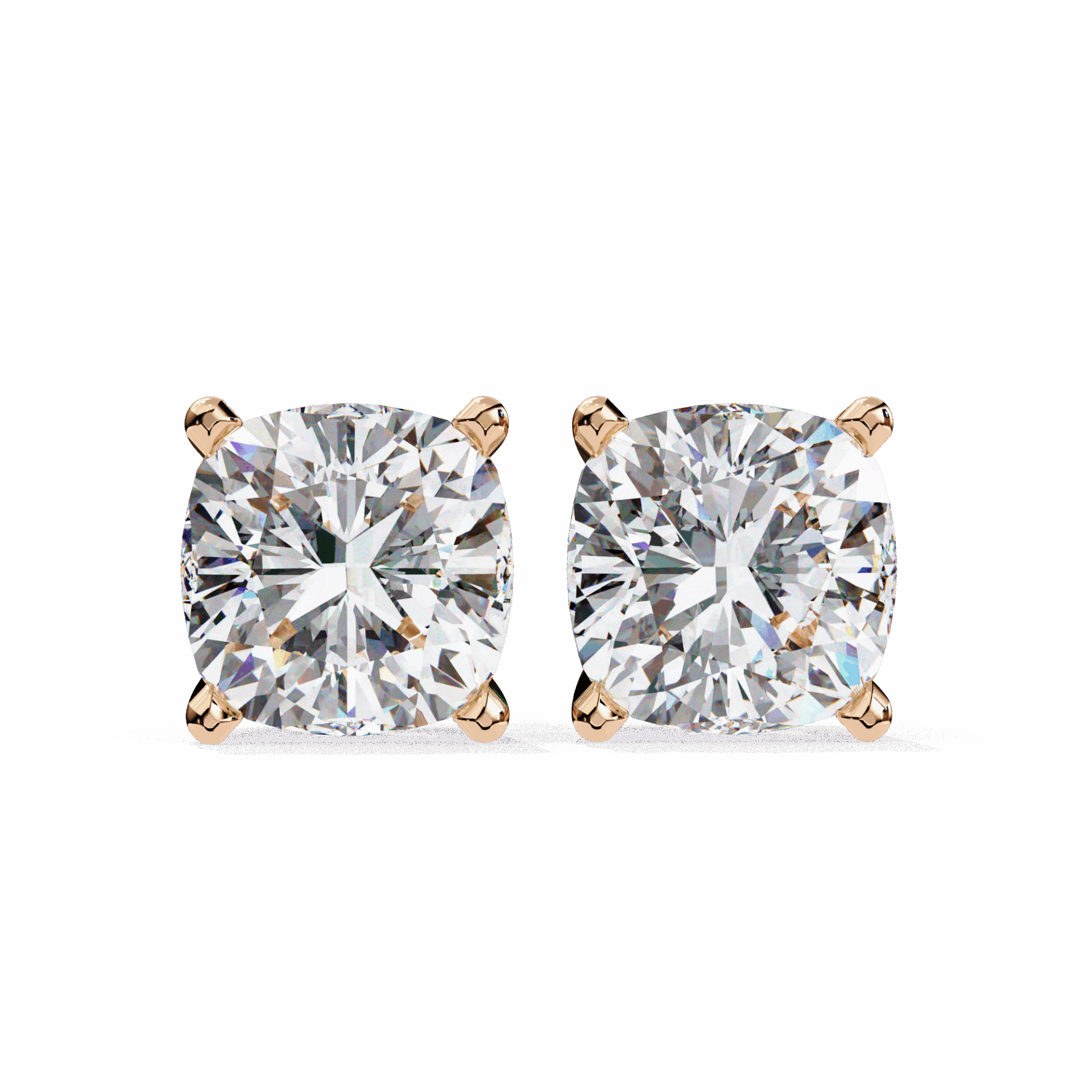 2.25 Carat Cushion Solitaire Earrings in Moissanite | House of Estara