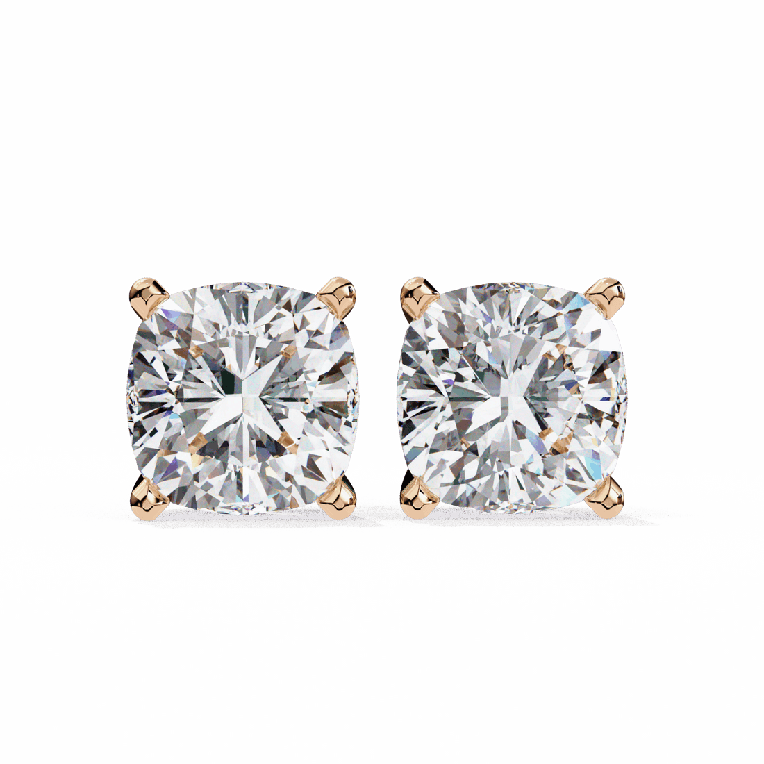 2.25 Carat Cushion Solitaire Earrings in Moissanite | House of Estara