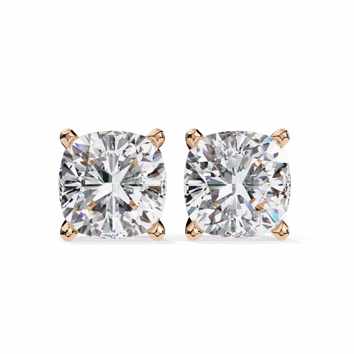 2.25 Carat Cushion Solitaire Earrings in Moissanite | House of Estara