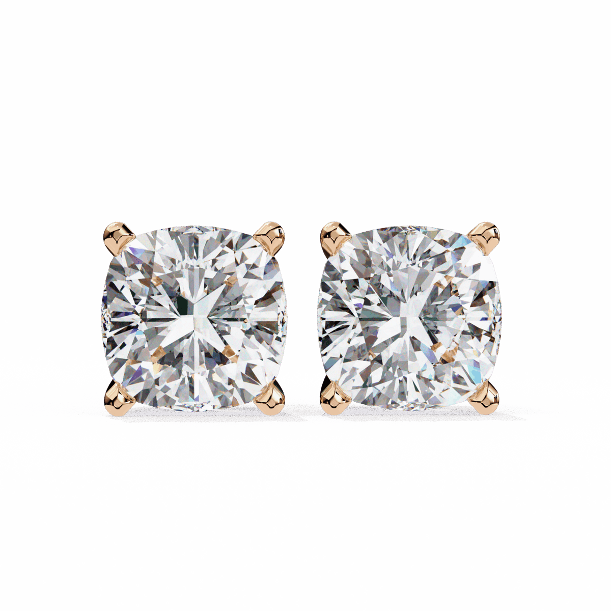 2.25 Carat Cushion Solitaire Earrings in Moissanite | House of Estara