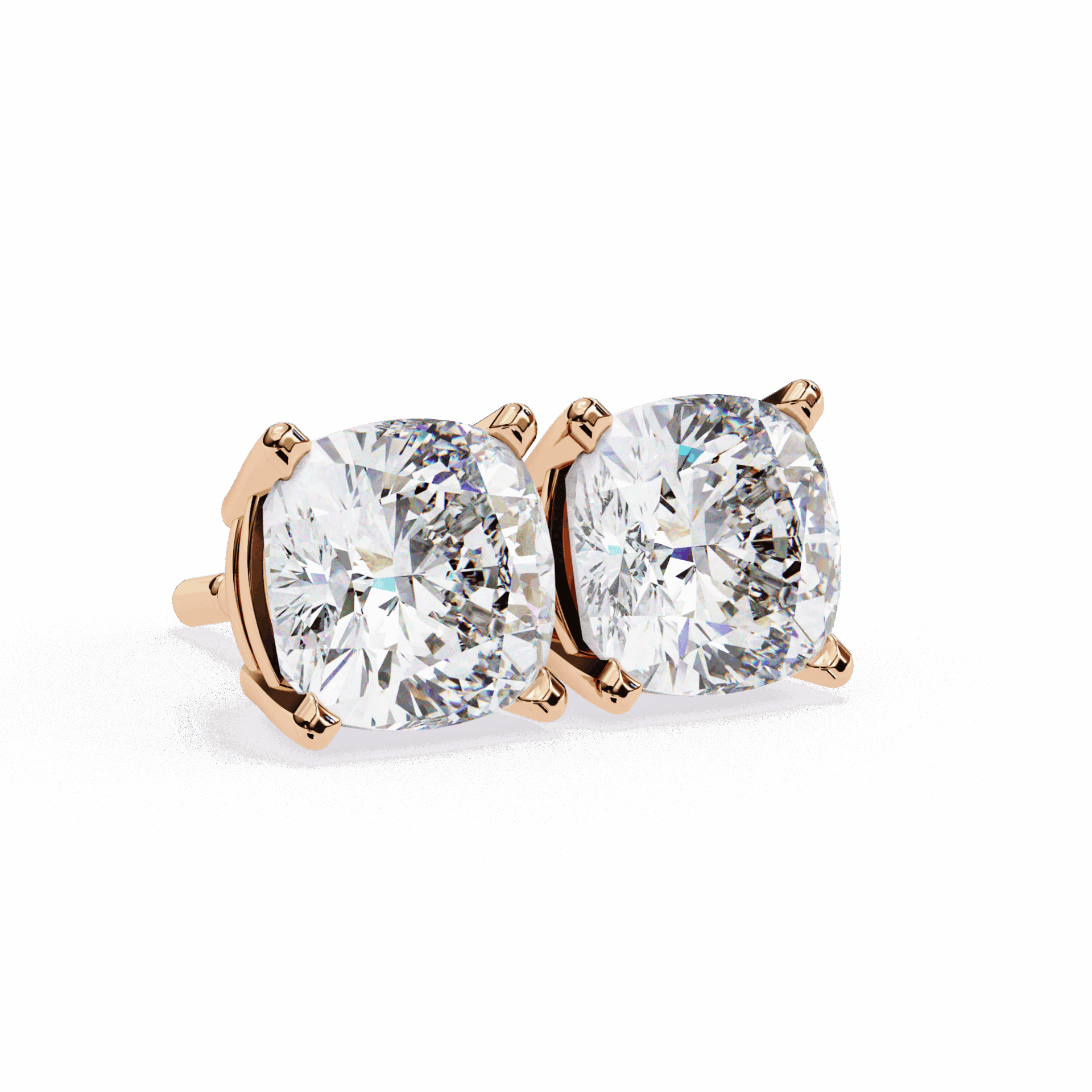 2.25 Carat Cushion Solitaire Earrings in Moissanite | House of Estara