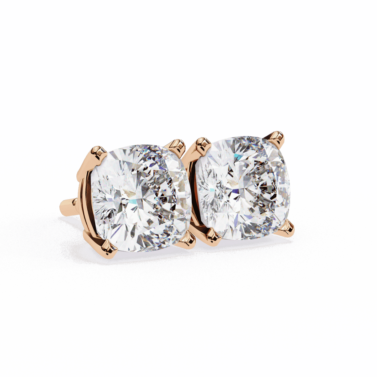 2.25 Carat Cushion Solitaire Earrings in Moissanite | House of Estara