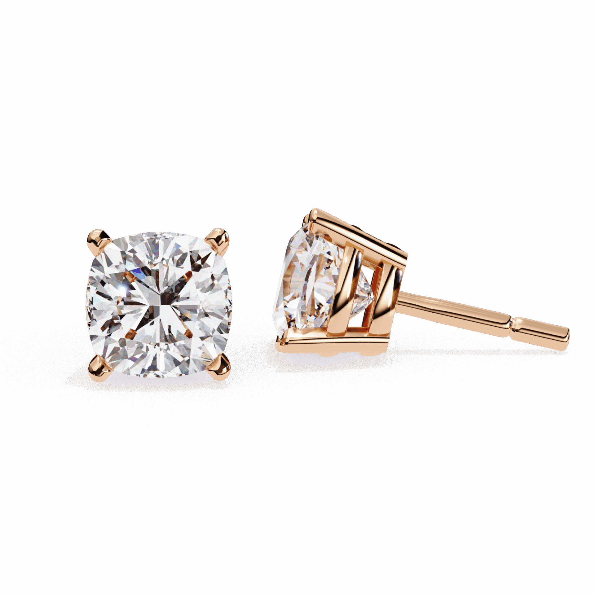 2.25 Carat Cushion Solitaire Earrings in Moissanite | House of Estara