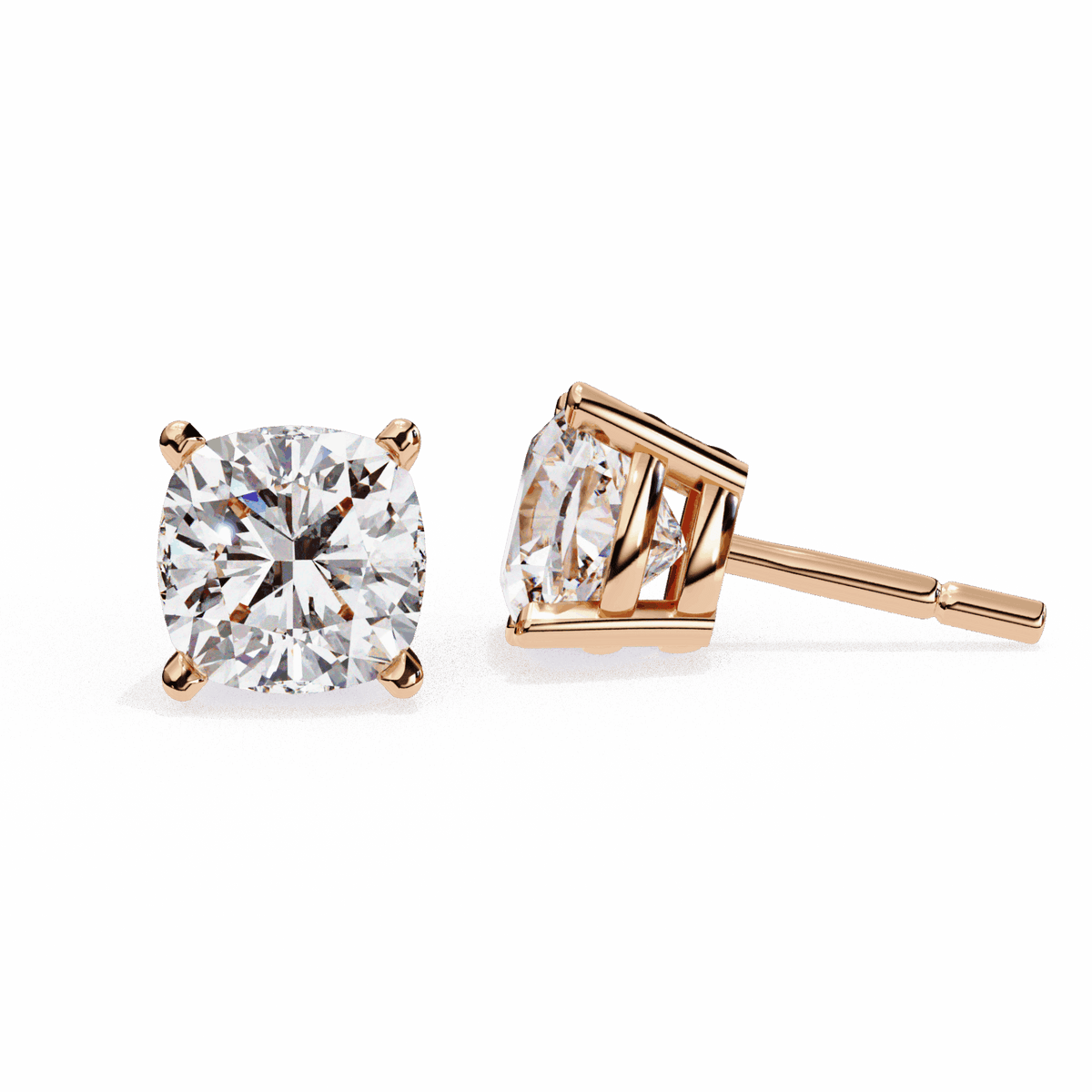 2.25 Carat Cushion Solitaire Earrings in Moissanite | House of Estara