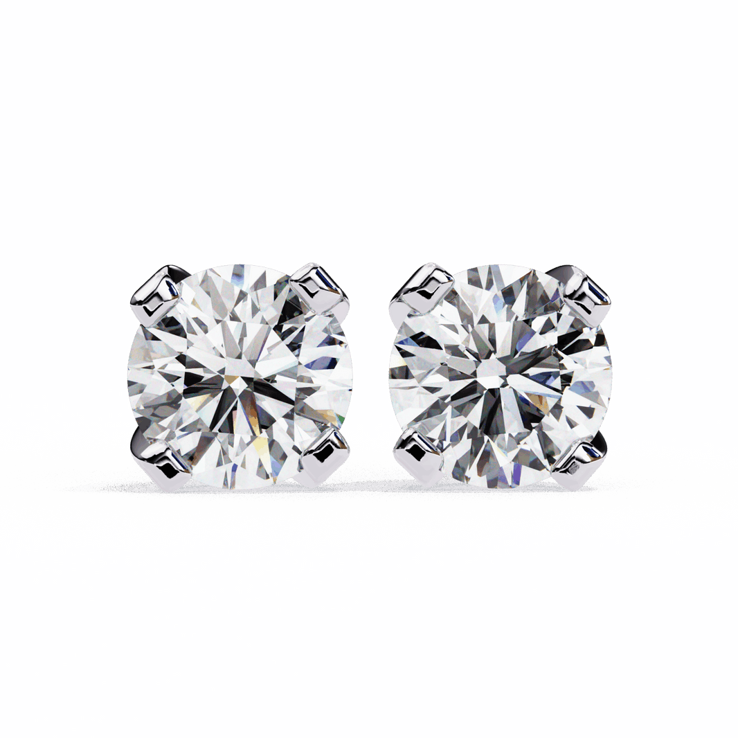 2.5 Carat Signature Round Solitaire Earrings in Moissanite | House of Estara