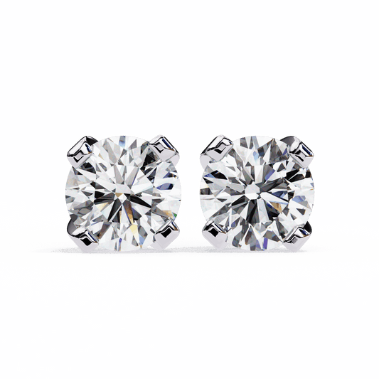 2.5 Carat Signature Round Solitaire Earrings in Moissanite | House of Estara