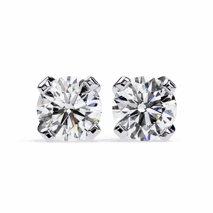 2.5 Carat Signature Round Solitaire Earrings in Moissanite | House of Estara