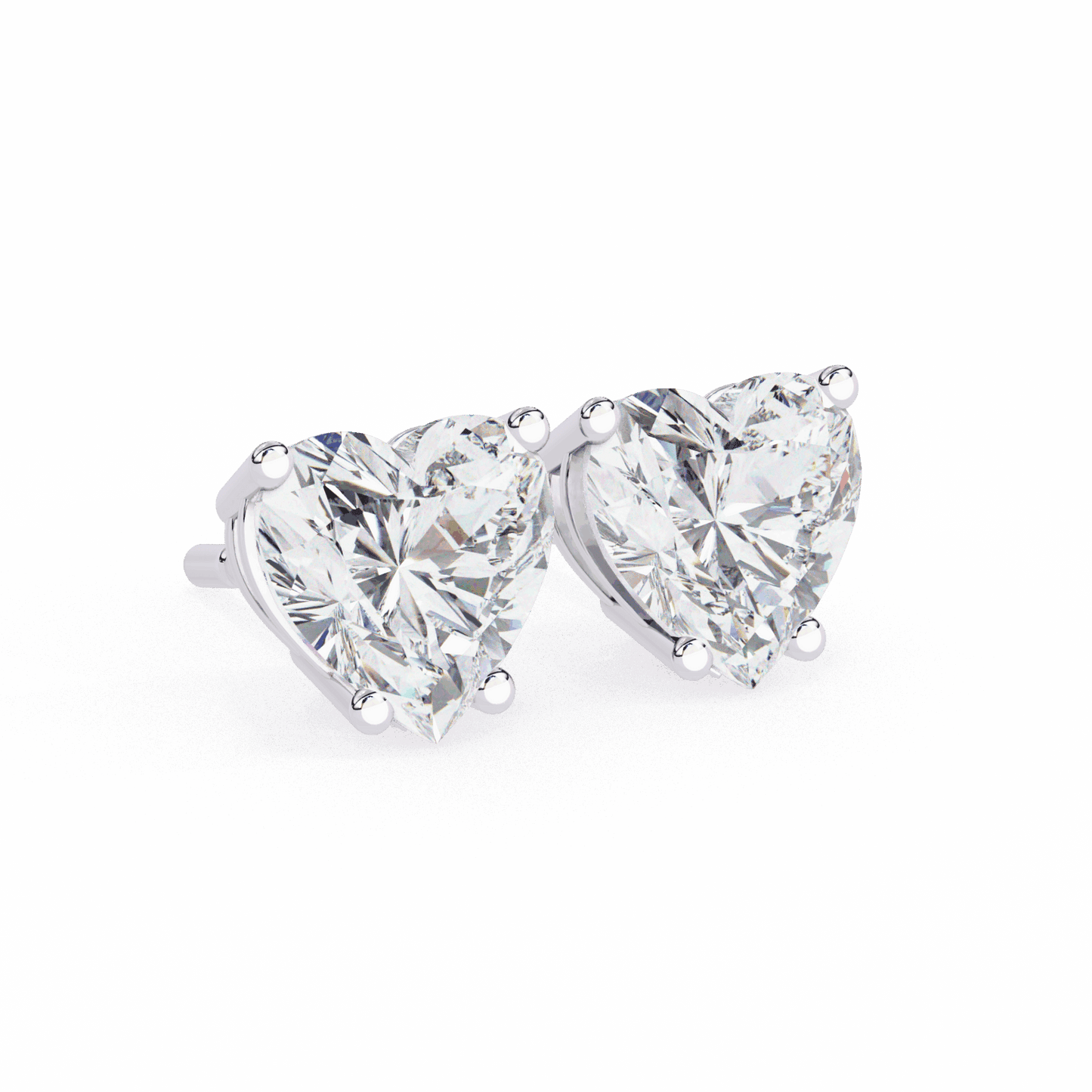 2.5 Carat Heart Solitaire Earrings in Moissanite | House of Estara