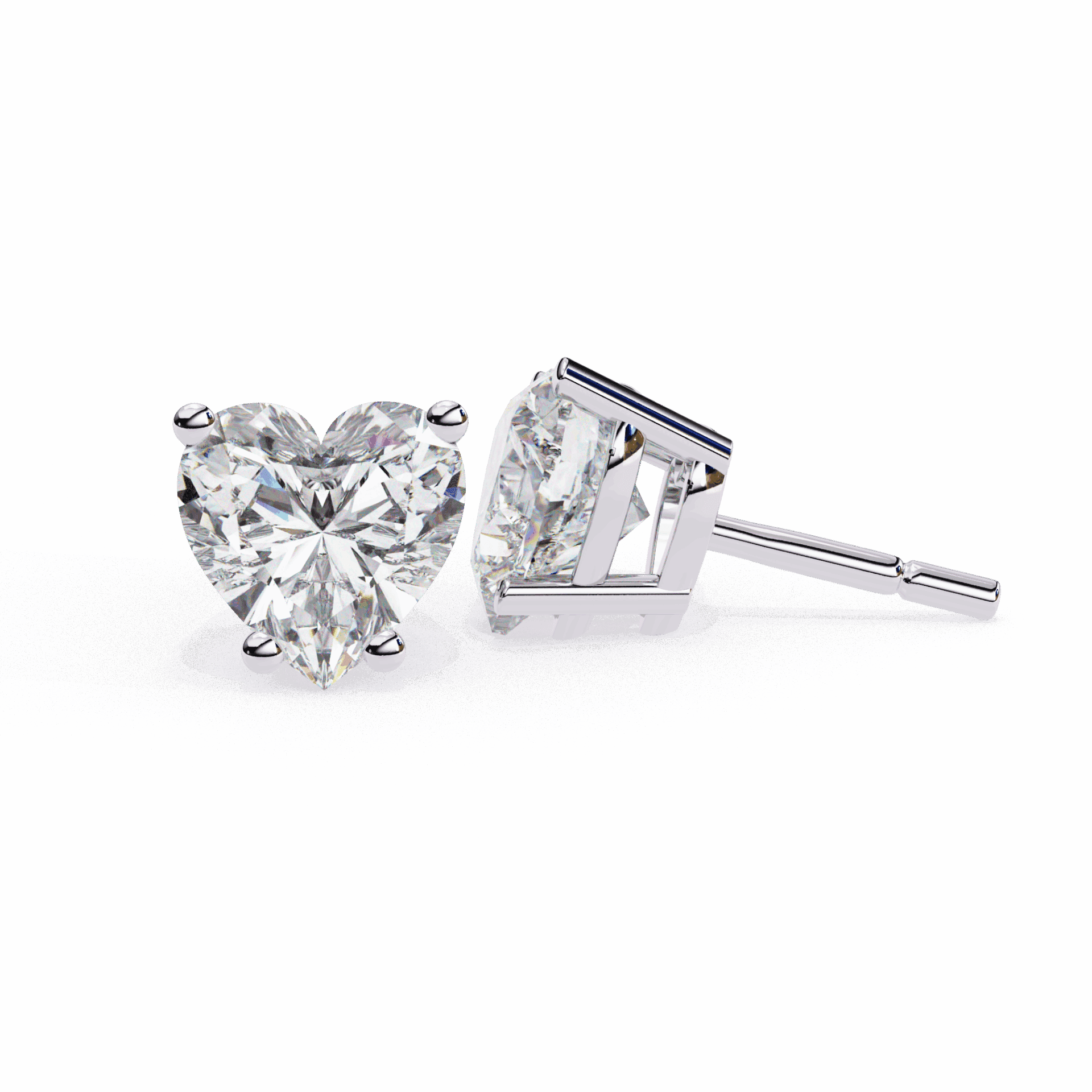 2.5 Carat Heart Solitaire Earrings in Moissanite | House of Estara