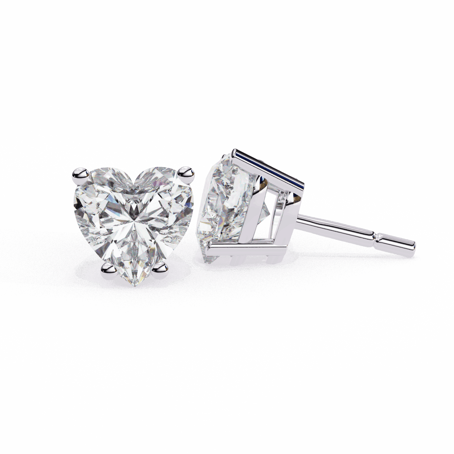 2.5 Carat Heart Solitaire Earrings in Moissanite | House of Estara