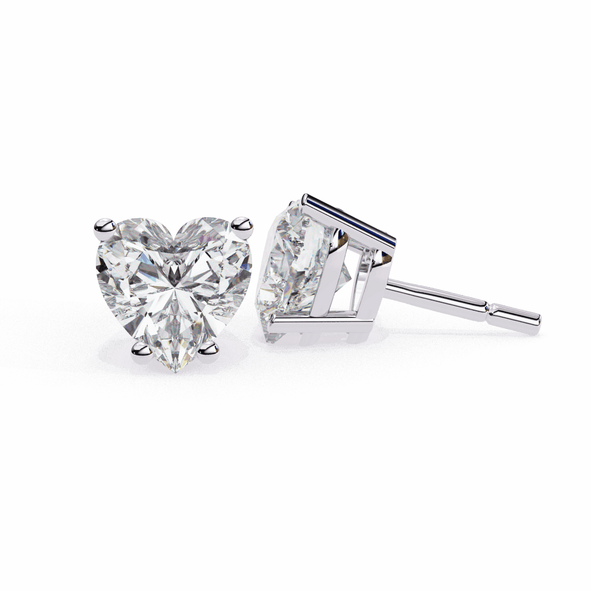 2.5 Carat Heart Solitaire Earrings in Moissanite | House of Estara