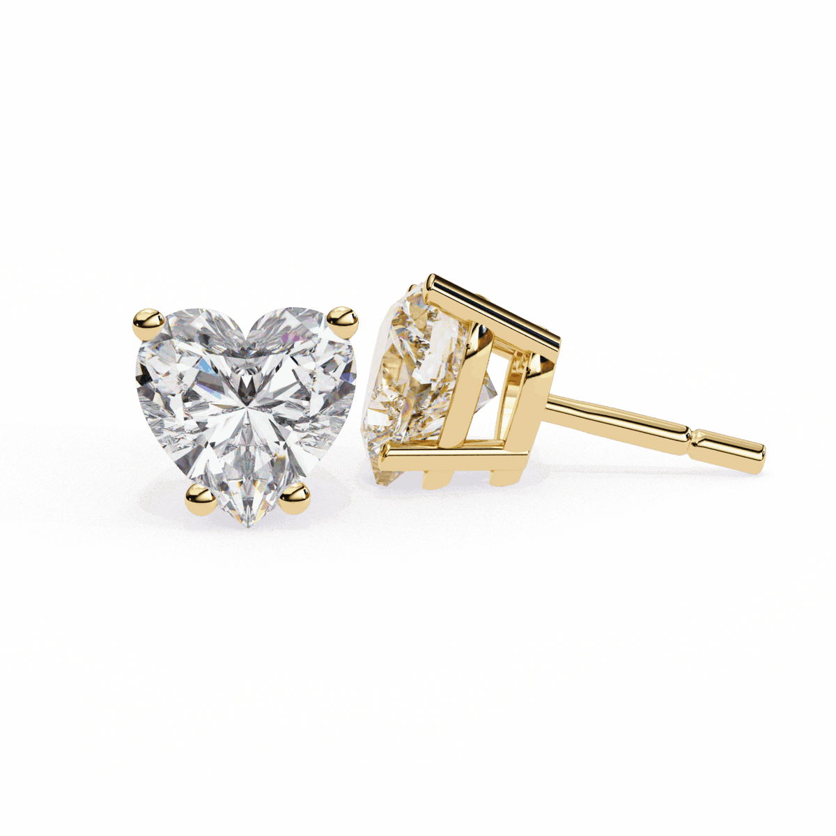2.5 Carat Heart Solitaire Earrings in Moissanite | House of Estara