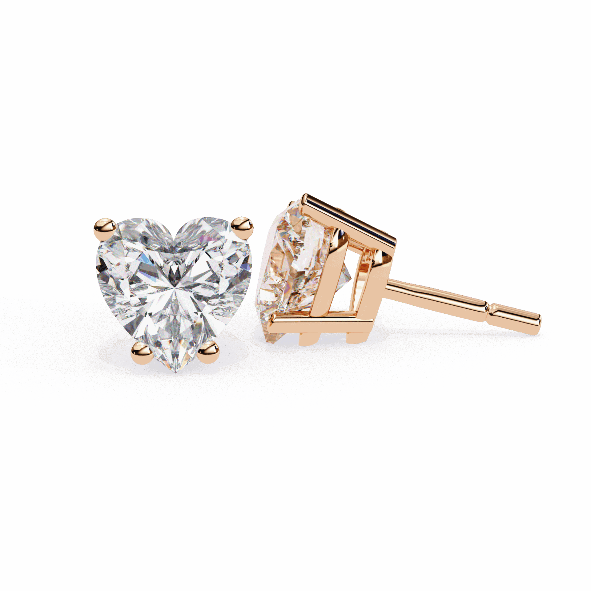 2.5 Carat Heart Solitaire Earrings in Moissanite | House of Estara
