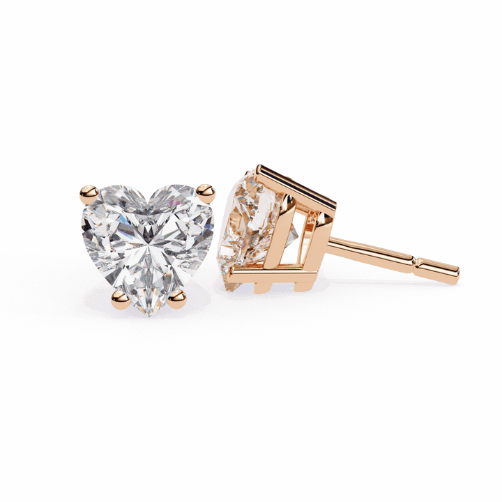 2.5 Carat Heart Solitaire Earrings in Moissanite | House of Estara