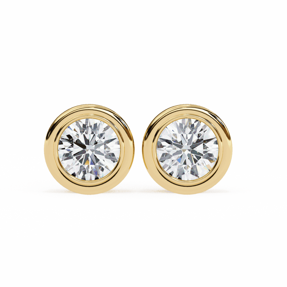 Round Cut Everyday Bezel Solitaire Stud Earrings
