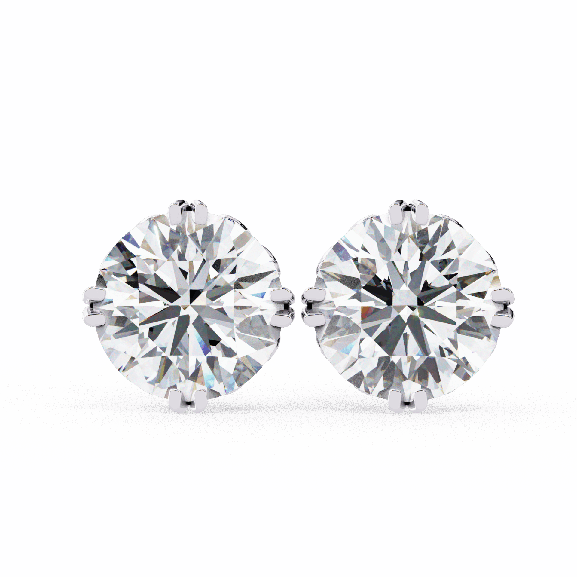 2.5 Carat Radiant Round Solitaire Earrings in Moissanite | House of Estara
