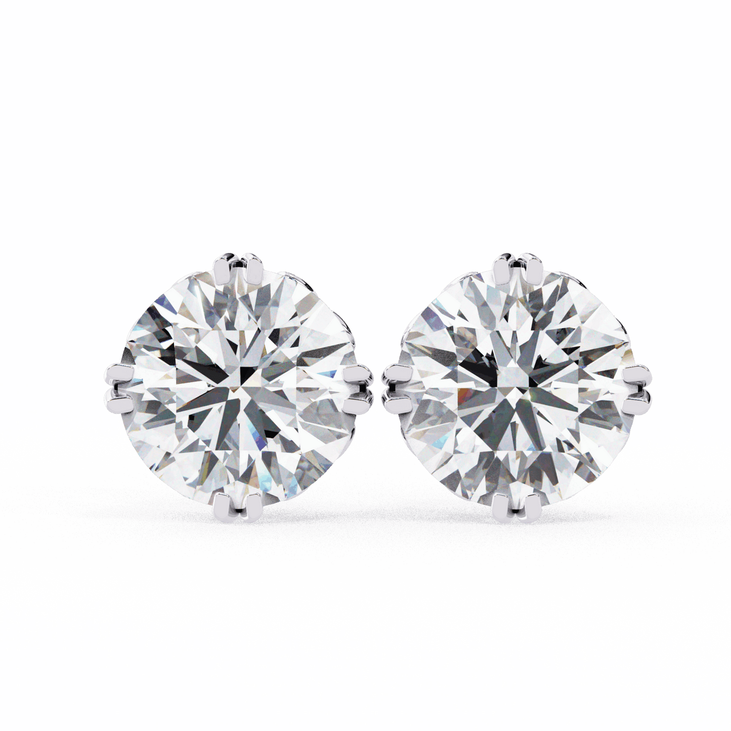 2.5 Carat Radiant Round Solitaire Earrings in Moissanite | House of Estara