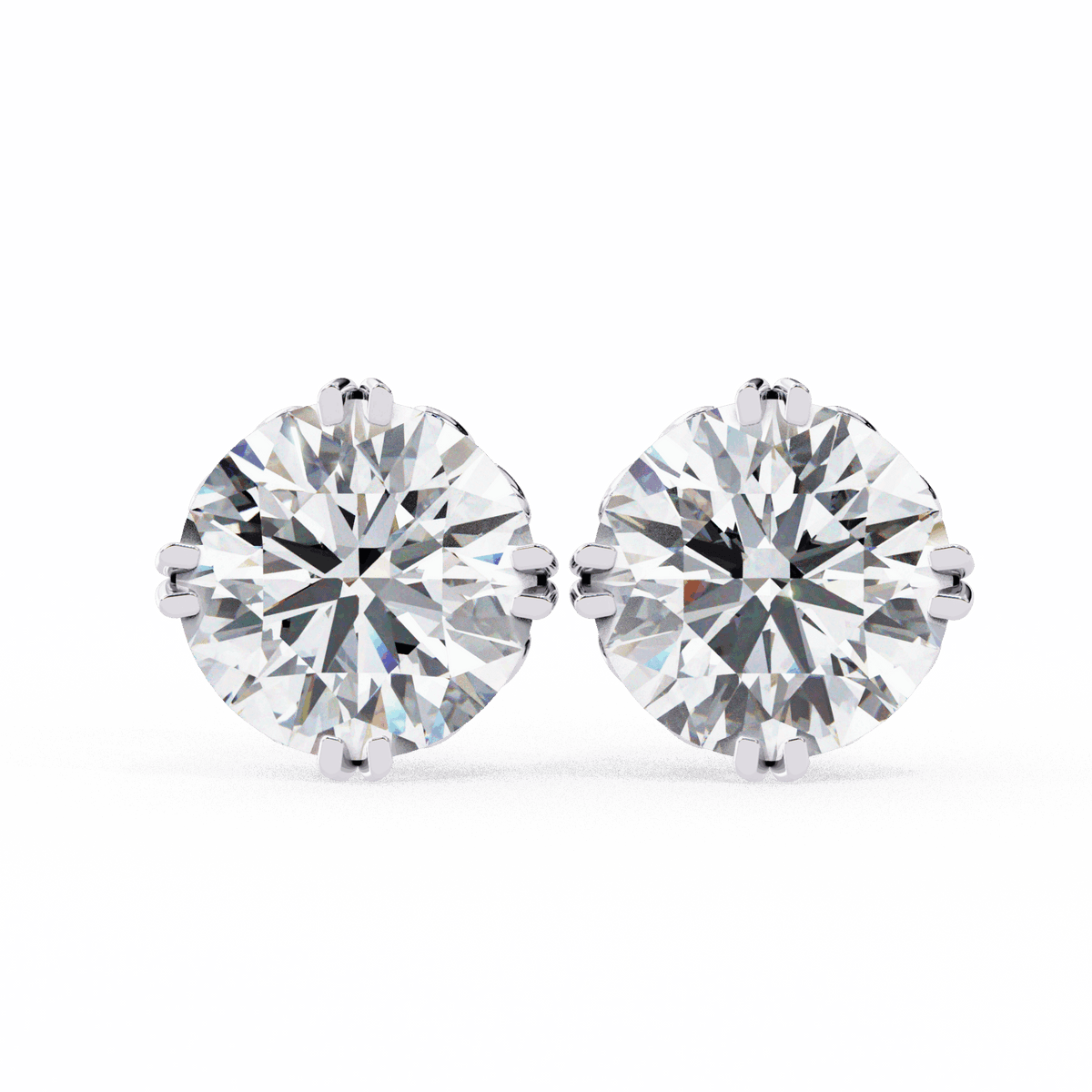 2.5 Carat Radiant Round Solitaire Earrings in Moissanite | House of Estara