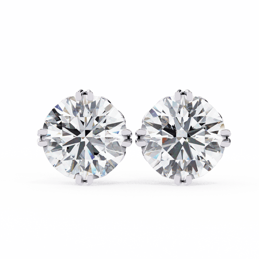 2.5 Carat Radiant Round Solitaire Earrings in Moissanite | House of Estara
